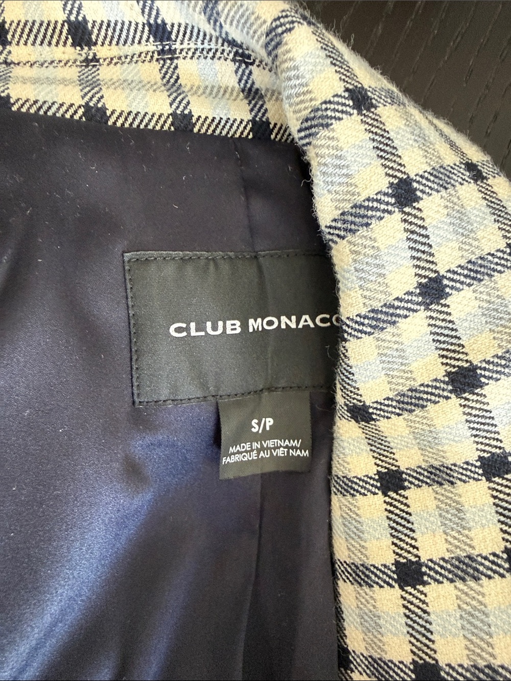 Club Monaco Black and White Plaid Double-Breasted Blazer - Picture 5 of 6